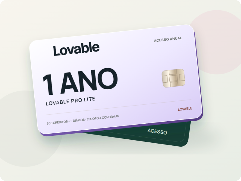 Lovable Pro Lite – Assinatura 1 Ano | 300 Créditos + 5 Diários — 1 ano de acesso